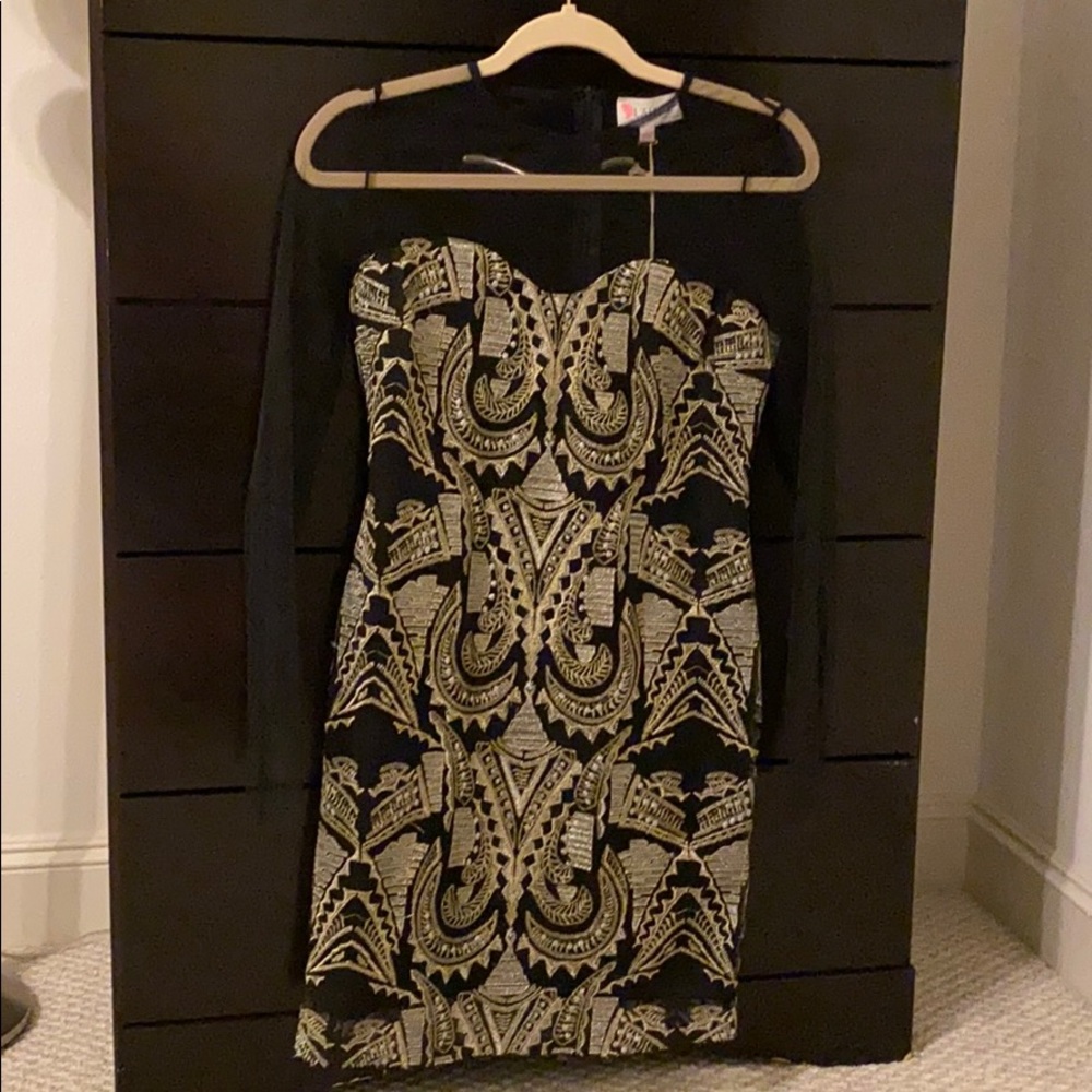 body con dress with mesh sleeves